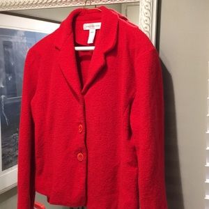 Jones New York Red Laine Merino wool blazer